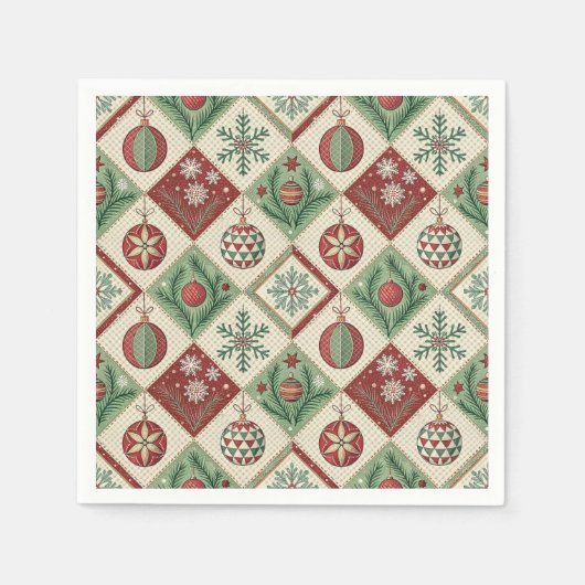 Vintage-Patchwork-Quilted-Weihnachtsmuster Serviette (Vorderseite)