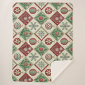 Vintage Patchwork-Quilted Weihnachtsmuster Sherpadecke (Vorderseite)