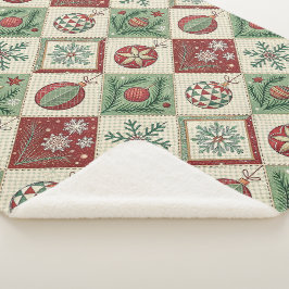 Vintage Patchwork-Quilted Weihnachtsmuster Sherpadecke