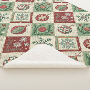 Vintage Patchwork-Quilted Weihnachtsmuster Sherpadecke