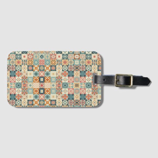 Vintage, patchwork-quilten-Look Gepäckanhänger (Vorderseite (Horizontal))