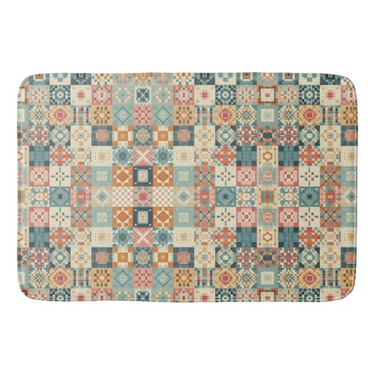 Vintage, patchwork-quiltenes Aussehen Badematte (Vorderseite)