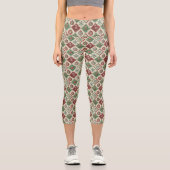 Vintage-Patchwork-Steppdecke-Weihnachtsmuster Capri Leggings (Vorderseite)
