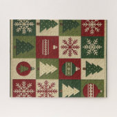 Vintage, Patchwork-Steppoptik rustikaler Weihnacht Puzzle (Horizontal)