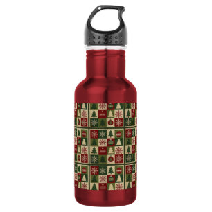 Vintage, Patchwork-Steppoptik rustikales Weihnacht Edelstahlflasche