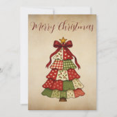 Vintage Patchwork-Weihnachtsbaum-Feiertagskarte Feiertagskarte (Vorderseite)