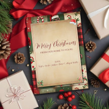 Vintage Patchwork-Weihnachtskarte aus unserem Zuha