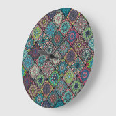Vintage patchwork with floral mandala elemente große wanduhr (Winkel)