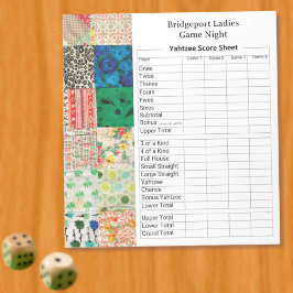 Vintage Patchwork Yahtzee Abend Notizblock