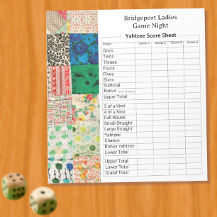Vintage Patchwork Yahtzee Abend Notizblock