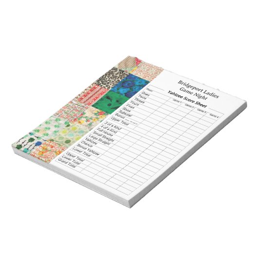 Vintage Patchwork Yahtzee Night Notizblock (Rotiert)