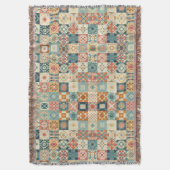 Vintage, patchworkartiger Quilt-Look Decke (Vorderseite Vertikal)