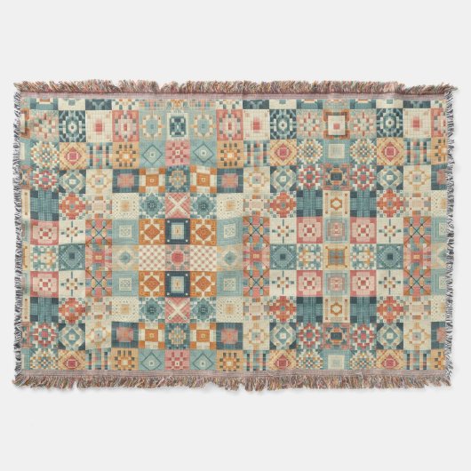Vintage, patchworkartiger Quilt-Look Decke (Vorderseite)