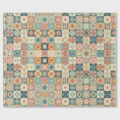 Vintage, patchworkartiger Quilt-Look Geschenkpapier (Flach)