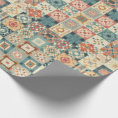 Vintage, patchworkartiger Quilt-Look Geschenkpapier (Ecke)
