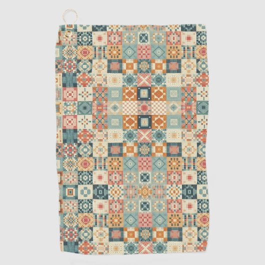 Vintage, patchworkartiger Quilt-Look Golfhandtuch (Vorderseite)
