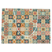 Vintage, patchworkartiger Quilt-Look Große Geschenktüte (Rückseite)