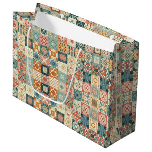 Vintage, patchworkartiger Quilt-Look Große Geschenktüte