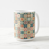 Vintage, patchworkartiger Quilt-Look Kaffeetasse (VorderseiteRechts)