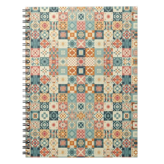 Vintage, patchworkartiger Quilt-Look Notizblock (Vorderseite)