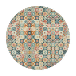 Vintage, patchworkartiger Quilt-Look Schneidebrett