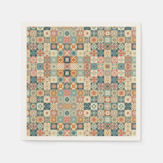 Vintage, patchworkartiger Quilt-Look Serviette (Vorderseite)