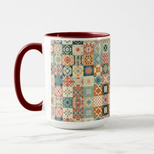 Vintage, patchworkartiger Quilt-Look Tasse (Links)