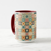 Vintage, patchworkartiger Quilt-Look Tasse (Vorderseite Links)