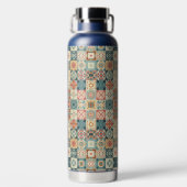 Vintage, patchworkartiger Quilt-Look Trinkflasche (Rückseite)