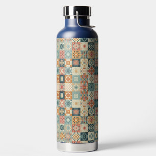 Vintage, patchworkartiger Quilt-Look Trinkflasche