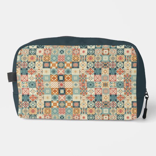 Vintage, patchworkartiger Quilt-Look Waschbeutel (Vorderseite)