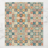 Vintage, patchworkartiger Quilt-Look Weinetikett (Einzelnes Label)