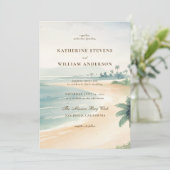 Vintage Patina Ocean Shoreline Elegante Hochzeit Einladung (Stehend Vorderseite)