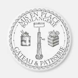 Vintage Patisserie Bäckerei in Schwarzweiß Magnet