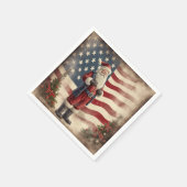 Vintage Patriotic American Flag and Santa Claus Serviette (Ecke)