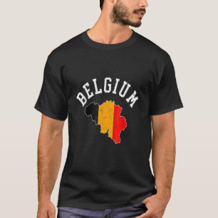 Vintage Patriotic Belgium Flag Karte gestört T-Shirt