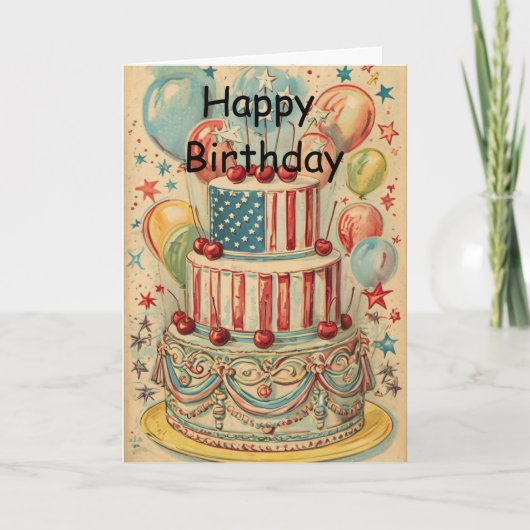 Vintage Patriotic Birthday Cake  Karte (Vorderseite)