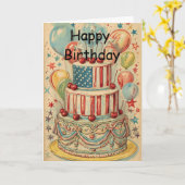 Vintage Patriotic Birthday Cake  Karte (Gelbe Blume)