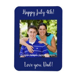 Vintage Patriotic Blue 4. Juli Fotokarte Magnet