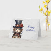 Vintage Patriotic Kitten Birthday Karte (Gelbe Blume)