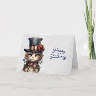 Vintage Patriotic Kitten Birthday Karte