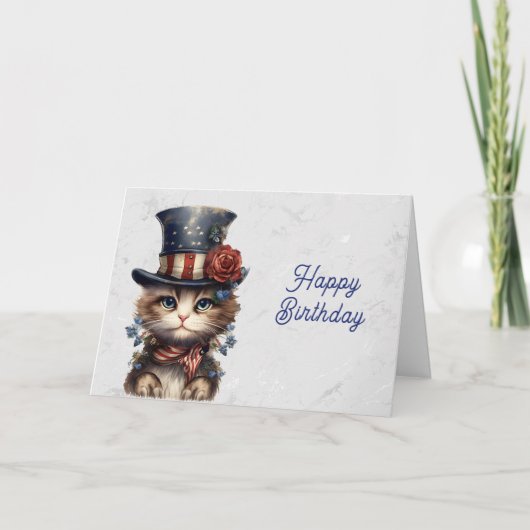 Vintage Patriotic Kitten Birthday Karte (Vorderseite)