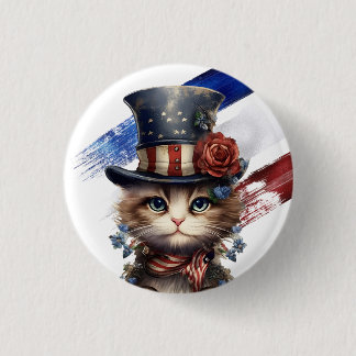 Vintage Patriotic Kitten Button