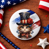 Vintage Patriotic Kitten Button