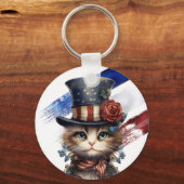 Vintage Patriotic Kitten Schlüsselanhänger (Vorderseite)