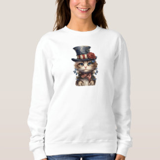 Vintage Patriotic Kitten Sweatshirt