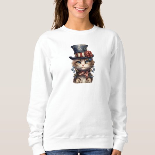 Vintage Patriotic Kitten Sweatshirt (Vorderseite)