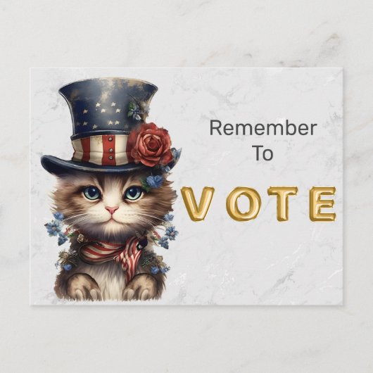 Vintage Patriotic Kitten Vote Postkarte (Vorderseite)