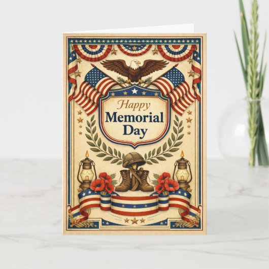 Vintage Patriotic Memorial Day Karte (Vorderseite)