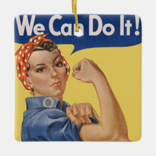 Vintage Patriotic Rosie the Riveter, We Can Do It! Keramikornament